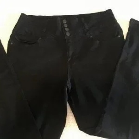 Silver Crush Four-Button High Wasted Stretch Black Skinny Jeans Size 1/2 - Picture 3 of 10